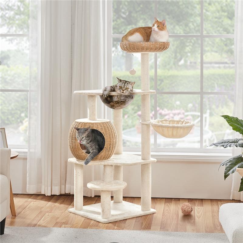 White 54in Premium Cat Tree Tower