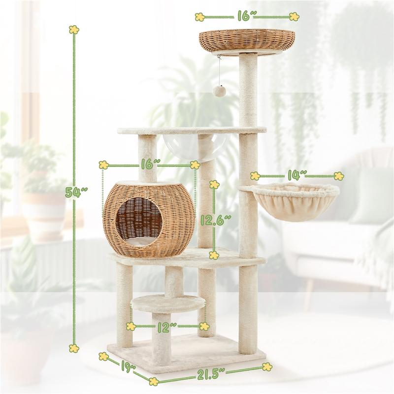 White 54in Premium Cat Tree Tower