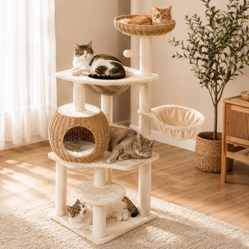 White 54in Premium Cat Tree Tower